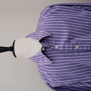 Mossimo Supply Co. Men's Athletic Fit Striped (Purple, White) Shirt, Size Medium